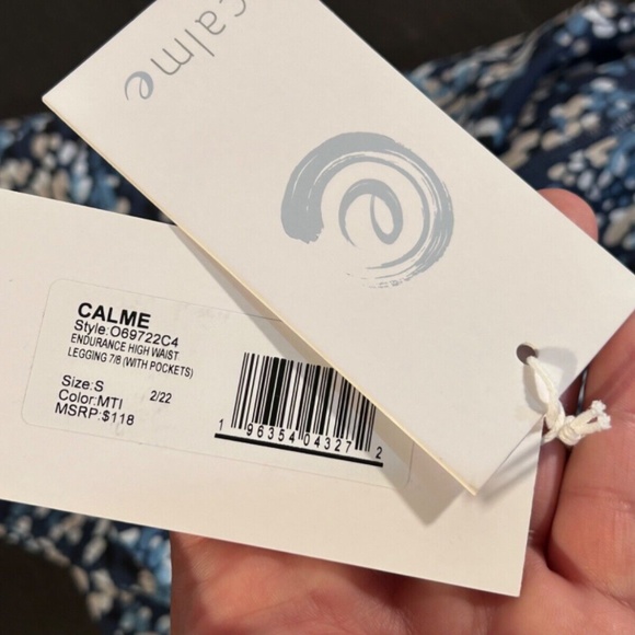 Johnny Was Calme Endurance High Waist Legging 7/8 Pockets Blue Speckled Size S - Picture 10 of 11